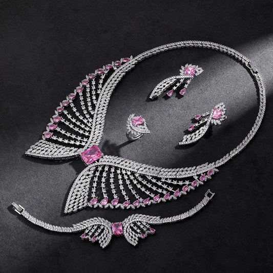 2025 New 4-piece Bridal Wedding Jewelry Set, Cubic Zirconia Women's Wedding Party Wedding Accessories Dubai, Saudi Arabia
