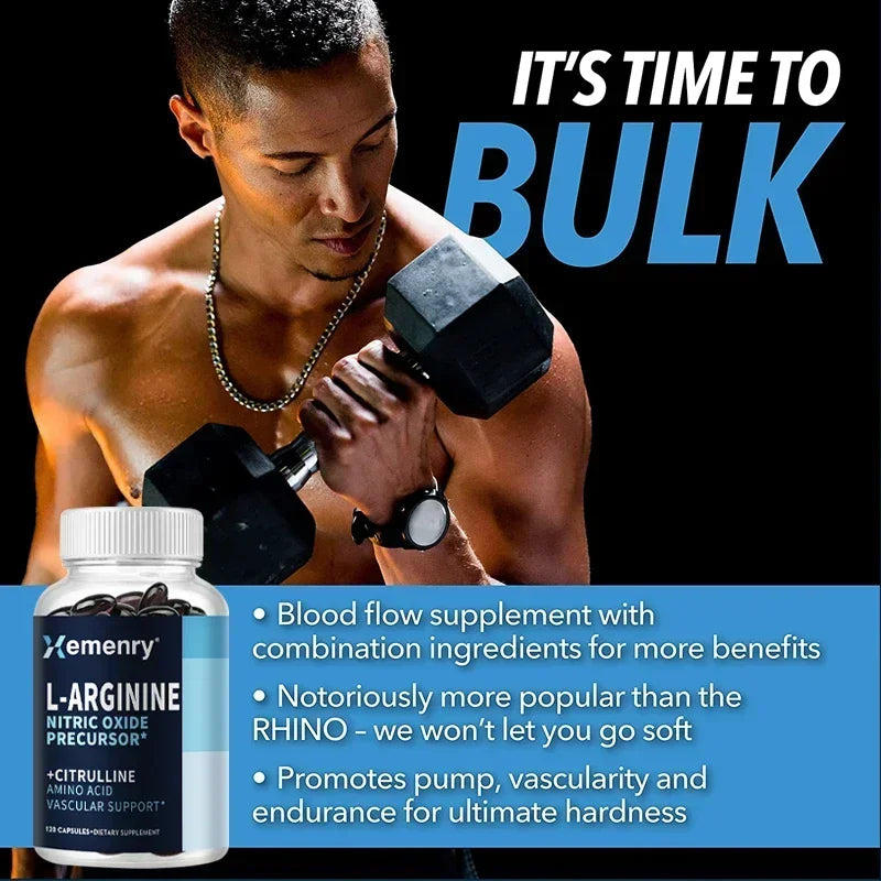 L-Arginine - Nitric Oxide Supplements - Boost Endurance & Strength, Promote Muscle Growth, Improve Performance