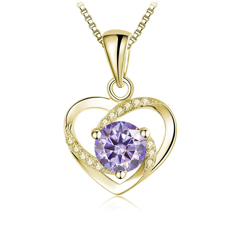 JoyceJelly 1CT Pass Tested Moissanite Heart Necklace for Women S925 Silver Gold Silver Color Diamond Pendant Birthday Party Gift
