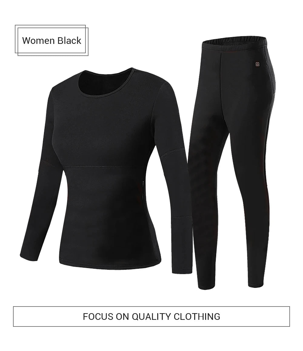 52 Areas New Heated Underwear Winter Thermal Underwear Women Men Heating Jacket Winter Accessories USB Electric Heating Clothes