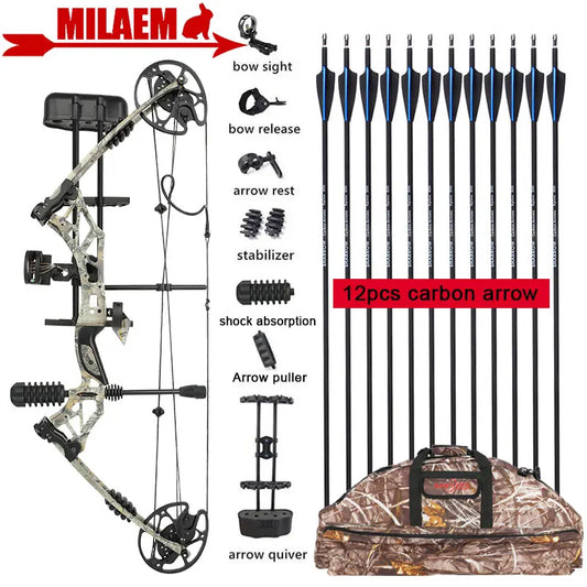KAIMEI HAN Archery 30-60 Lbs Compound Bow and Arrow Set 320fps 80% Let Off for Right Hand Hunting Target Shooting Aim