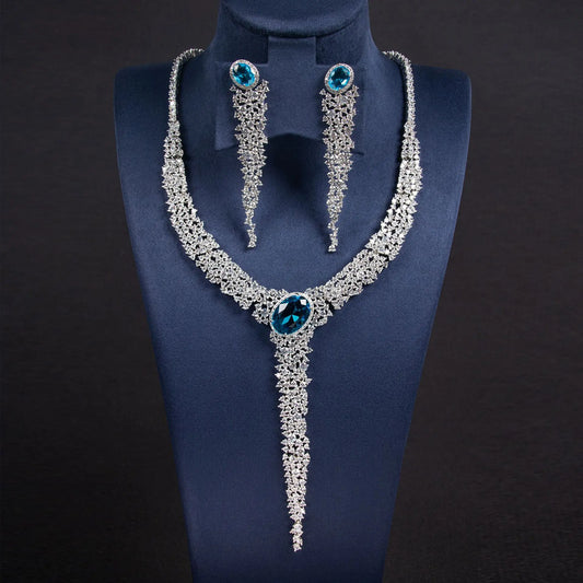 Diamonds Hollowed Out Round Necklace Pendant Earrings Jewellery Set Bridal Wedding Party Women's Dresses Accessories M-293