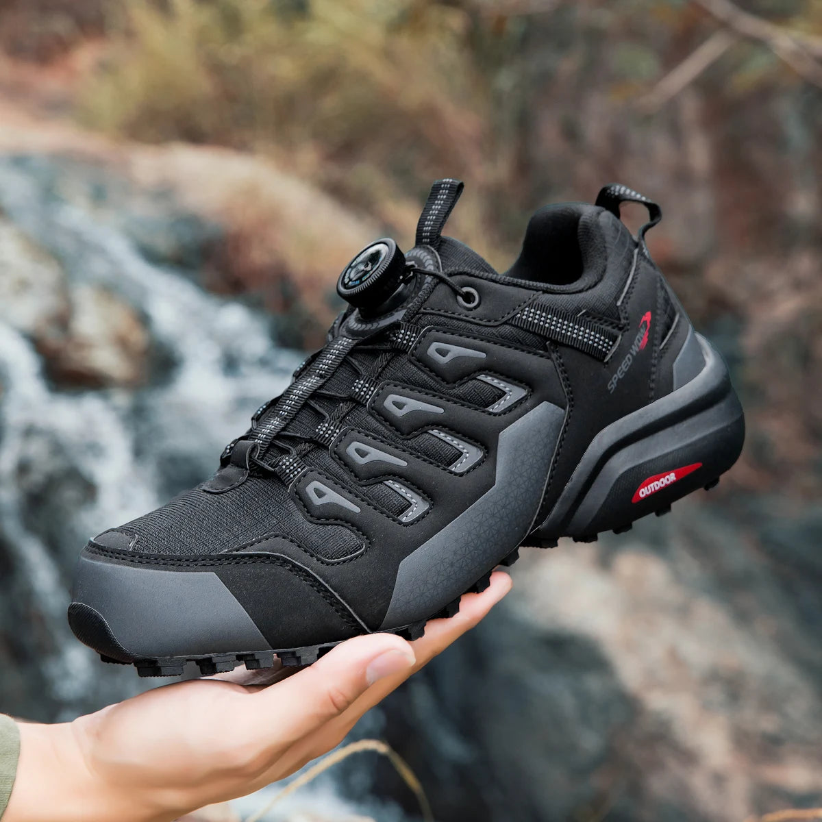 HIKEUP Men's Hiking Shoes Suede Leather Outdoor Shoes Wear-resistant Men Trekking Walking Hunting Tactical Sneakers