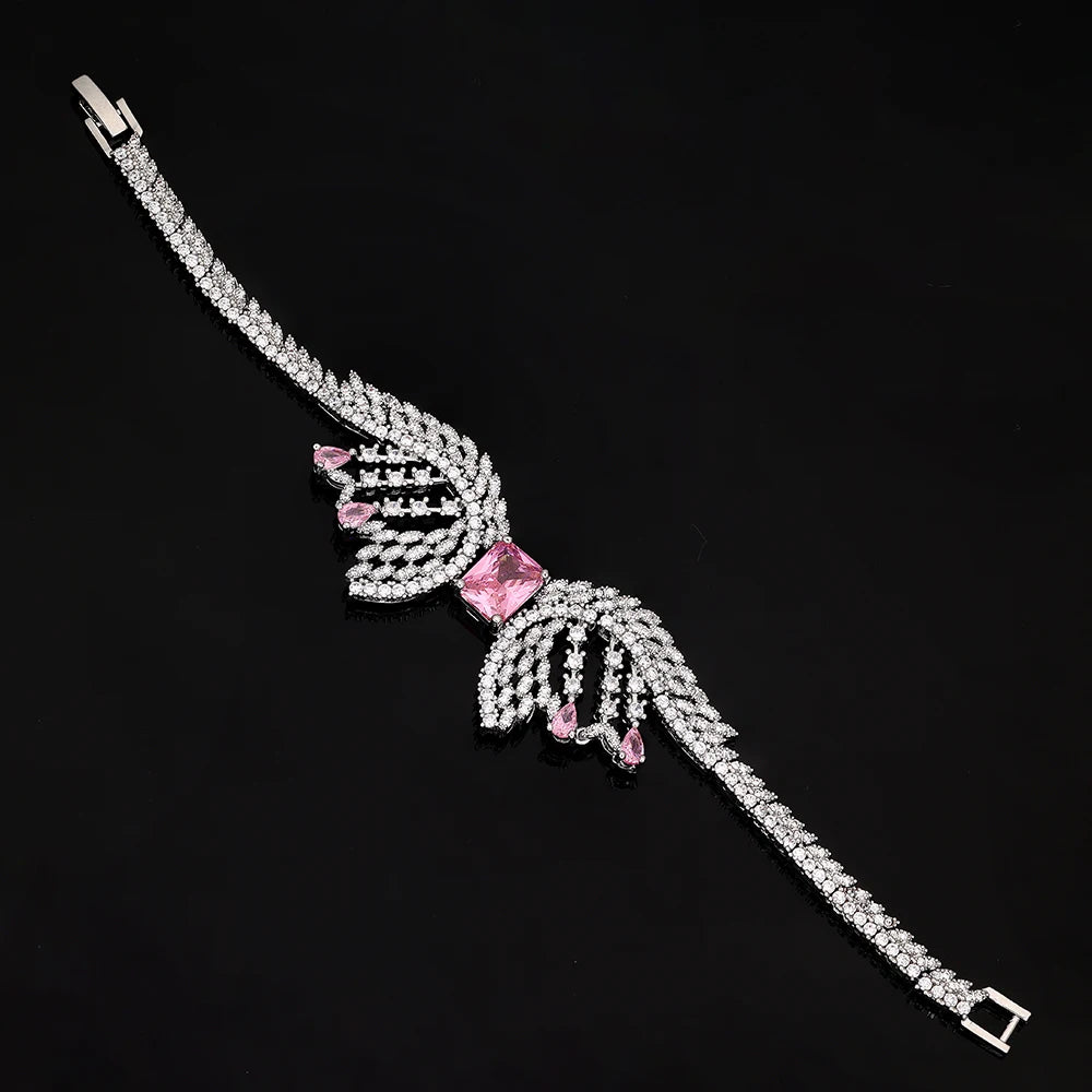 Luxury Women Wedding Jewelry Set Dubai Nigeria Bridal 4pcs Necklace Earrings Jewelry Set with White Zirconia