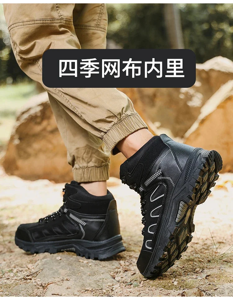 Large 49 Outdoor Ankle Boots Men Non Slip Fashion Lace Up Climbing Leather Winter Hiking Footwear High Top Leisure Hiking Shoes