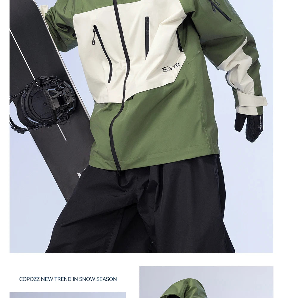 COPOZZ Ski Jacket Women Man Hooded Ski Wear Windproof Winter Overalls Hoodie Waterproof Outdoor Sports Clothing Snowboard