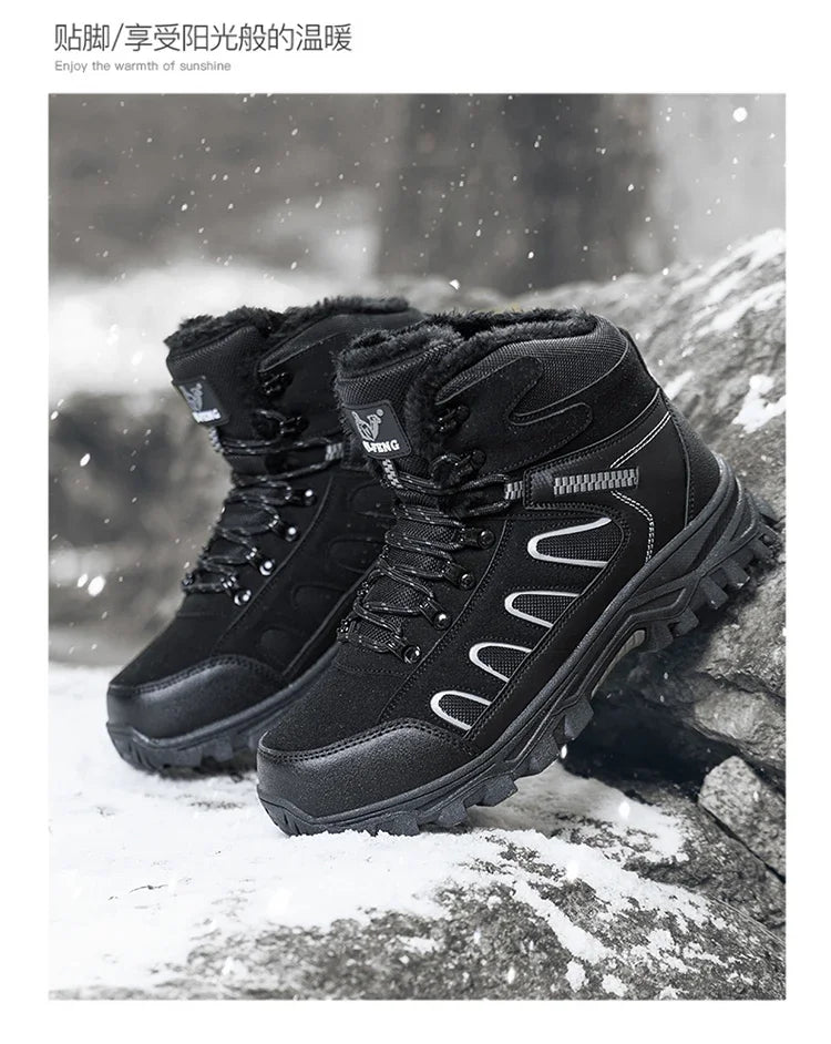 Large 49 Outdoor Ankle Boots Men Non Slip Fashion Lace Up Climbing Leather Winter Hiking Footwear High Top Leisure Hiking Shoes