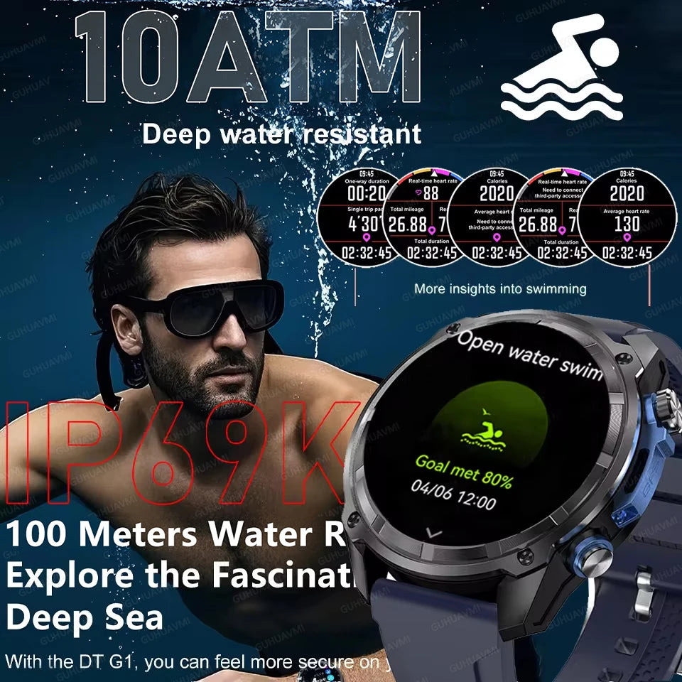 New Built in Real GPS HD Smart Watch Men Outdoor Altimeter 1000mAh Battery 4GB Memory 10ATM Waterproof Bluetooth Call Smartwatch