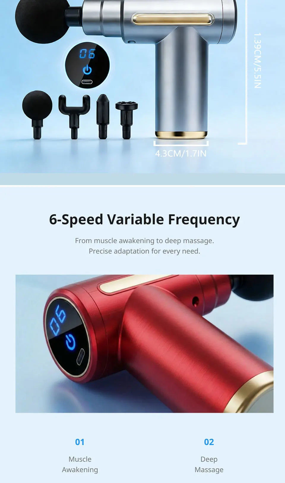 Raymax Portable Fascia Muscle Massage Gun Protable Body Massager Deep Handheld Percussion Massager For Body Back And Neck Leg