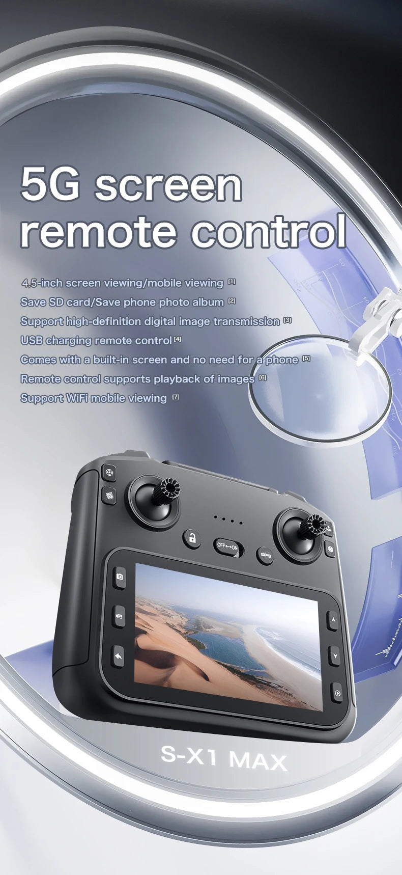New S-X1 Profesional GPS Drone with 4K Camera 3-axis gimbal Aerial Brushless Large Screen Remote Control Quadcopter FPV Drones