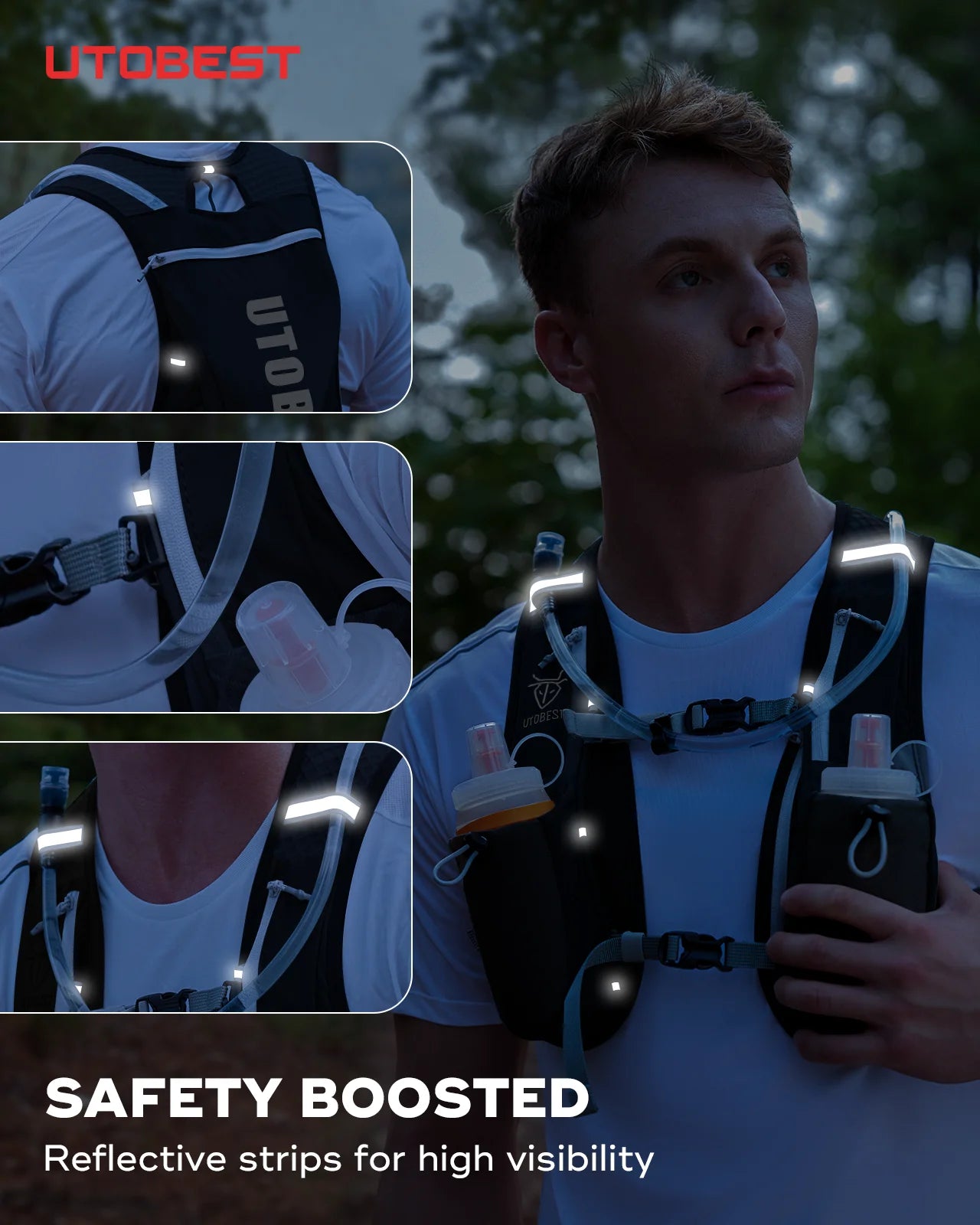 UTOBEST Trail Running Backpack 5L Ultra Lightweight Hydration Vest Breathable Functional Pack for Marathon Cycling Hiking