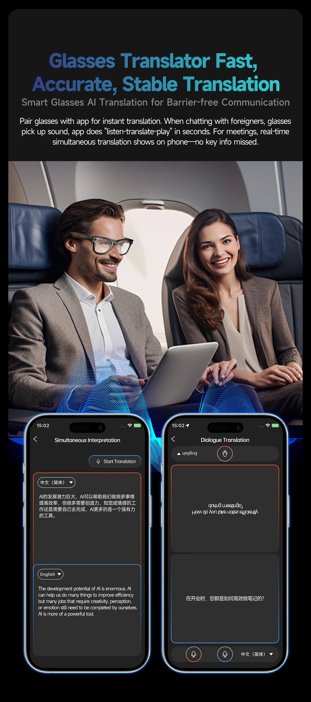 Tavyu Smart Glasses HD 8K Photochromic Lens Bluetooth Call WIFI Transmission Music Translate Video Recording Camera Glasses Men