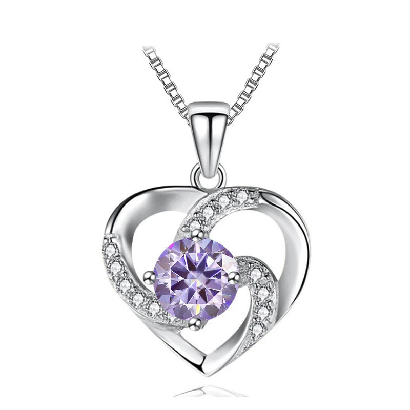 JoyceJelly 1CT Pass Tested Moissanite Heart Necklace for Women S925 Silver Gold Silver Color Diamond Pendant Birthday Party Gift