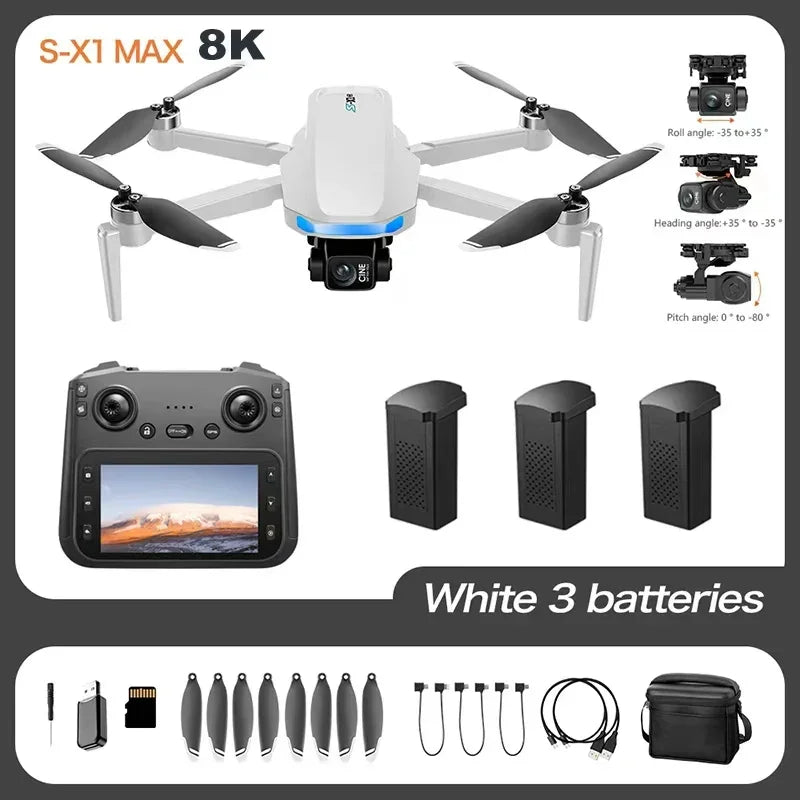 For Xiaomi GPS S-X1 Drone Three-axis gimbal 8K Professional HD Camera WIFI 5G Brushless FPV Obstacle Avoidance Quadcopter Dron