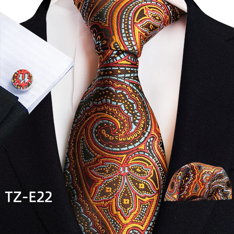 Luxury Men Tie Gold Paisley Necktie Set For Man Brand Business Daily Wear Gift Fit Wedding Workplace Suit Accessories Wholesale