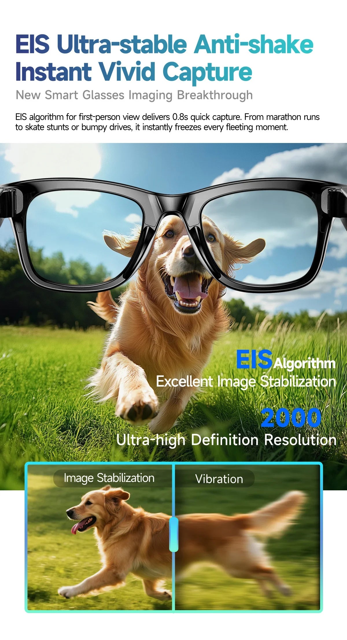2025 New 800W Camera Glasses Bluetooth Smart Glasses with Camera Voice Call Music Smart Sunglasses Video Sound Record AI Glasses