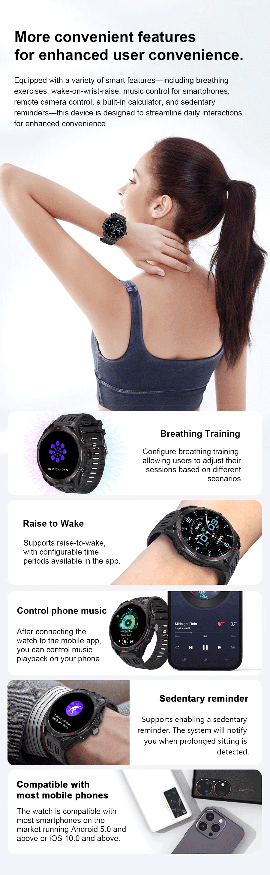 2026 New Military Smart Watch 1000Mah Battery GPS Compass 10ATM Waterproof Tactics Sports Flashlight BT call Smart Watch For Men