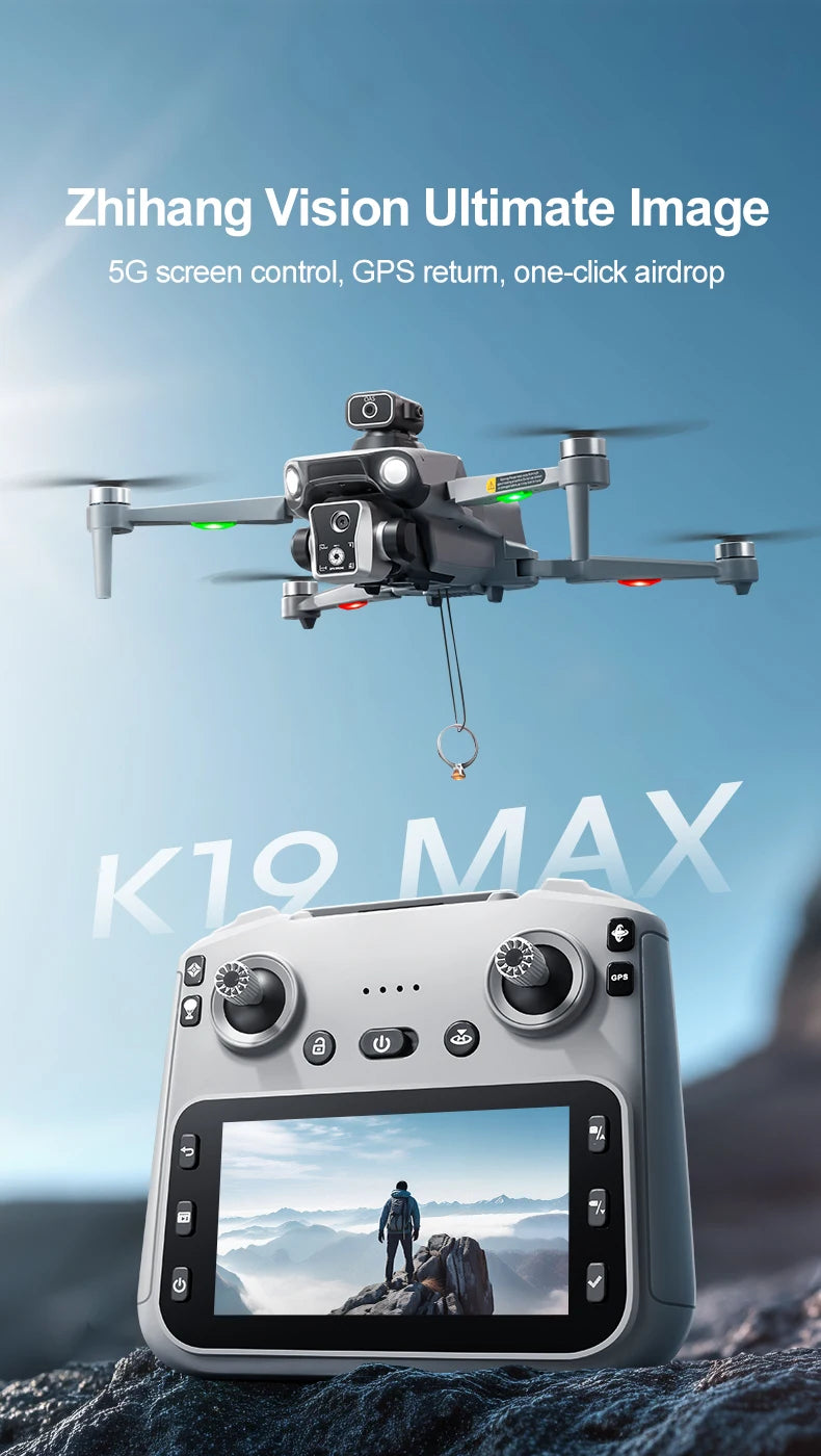 K19 MAX drone GPS return and screen aerial photography aircraft brushless airdrop remote control aircraft quadcopter toy