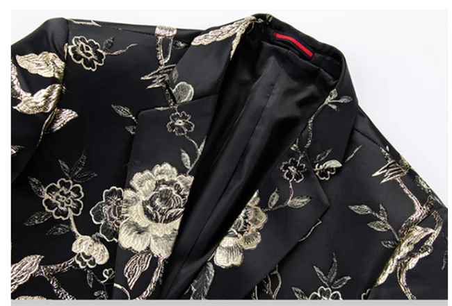 New Men Fashion Trend Wedding Party Jacquard Suit Jacket Single-breasted Slim Blazer Singer Host Stage Performance Dress Coats