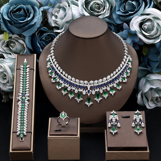 Women's necklace set cubic zirconia bridal jewelry Dubai wedding engagement party holiday jewelry accessories