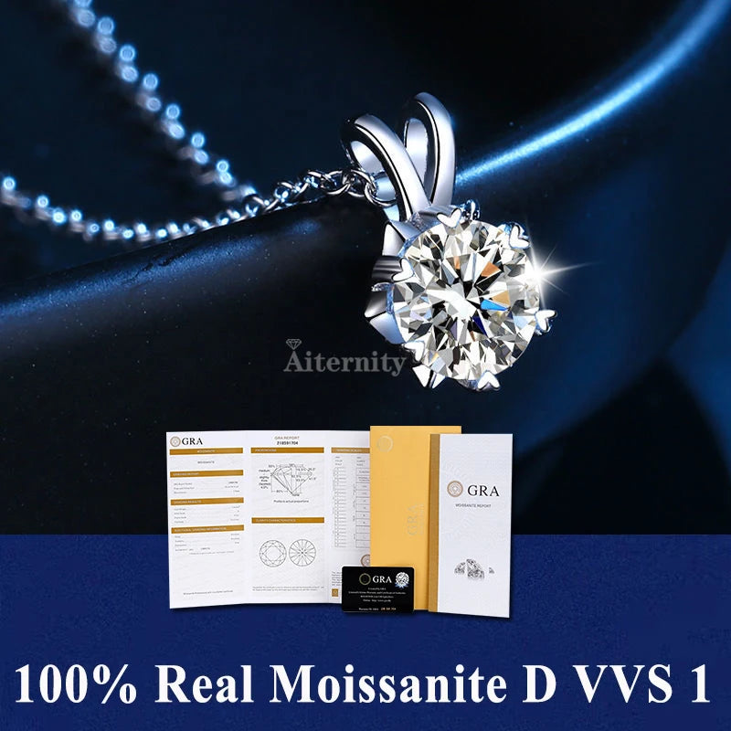 S925 Soild Sterling Sliver VVS1 D Color Moissanite Necklace  Chain With Certificate Fine Jewelry for Woman Jewelry