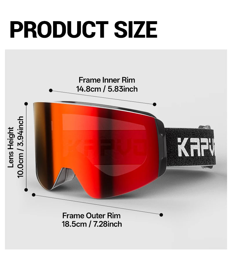KAPVOE Ski goggles Anti-fog Skiing goggles Photochromic Outdoor Sports Magnetic Glasses Winter Snowboard Snowmobile Equipment