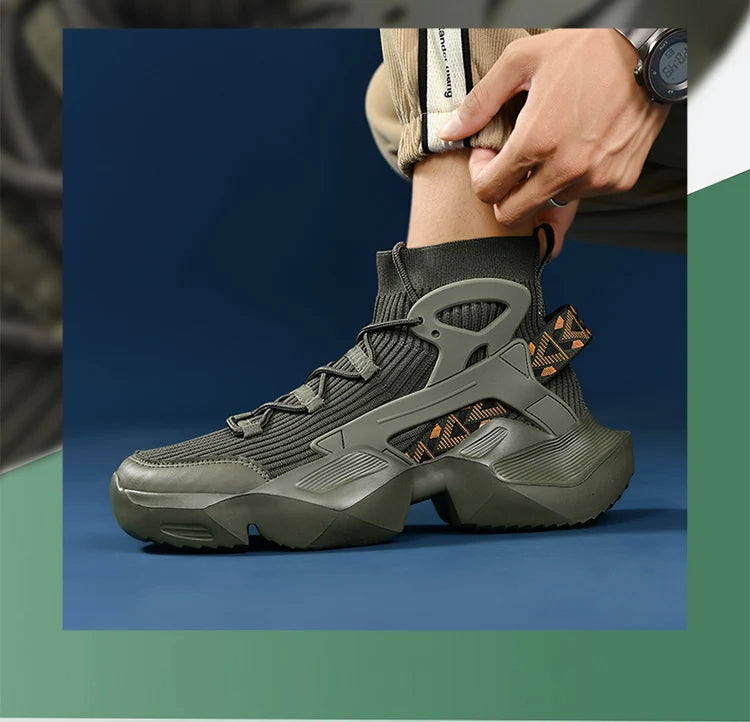 New High-top Men Sneakers Fashion Damping Tennis Shoes Breathable Men's Running Shoes Light  Men's Casual Sports Walking Shoes