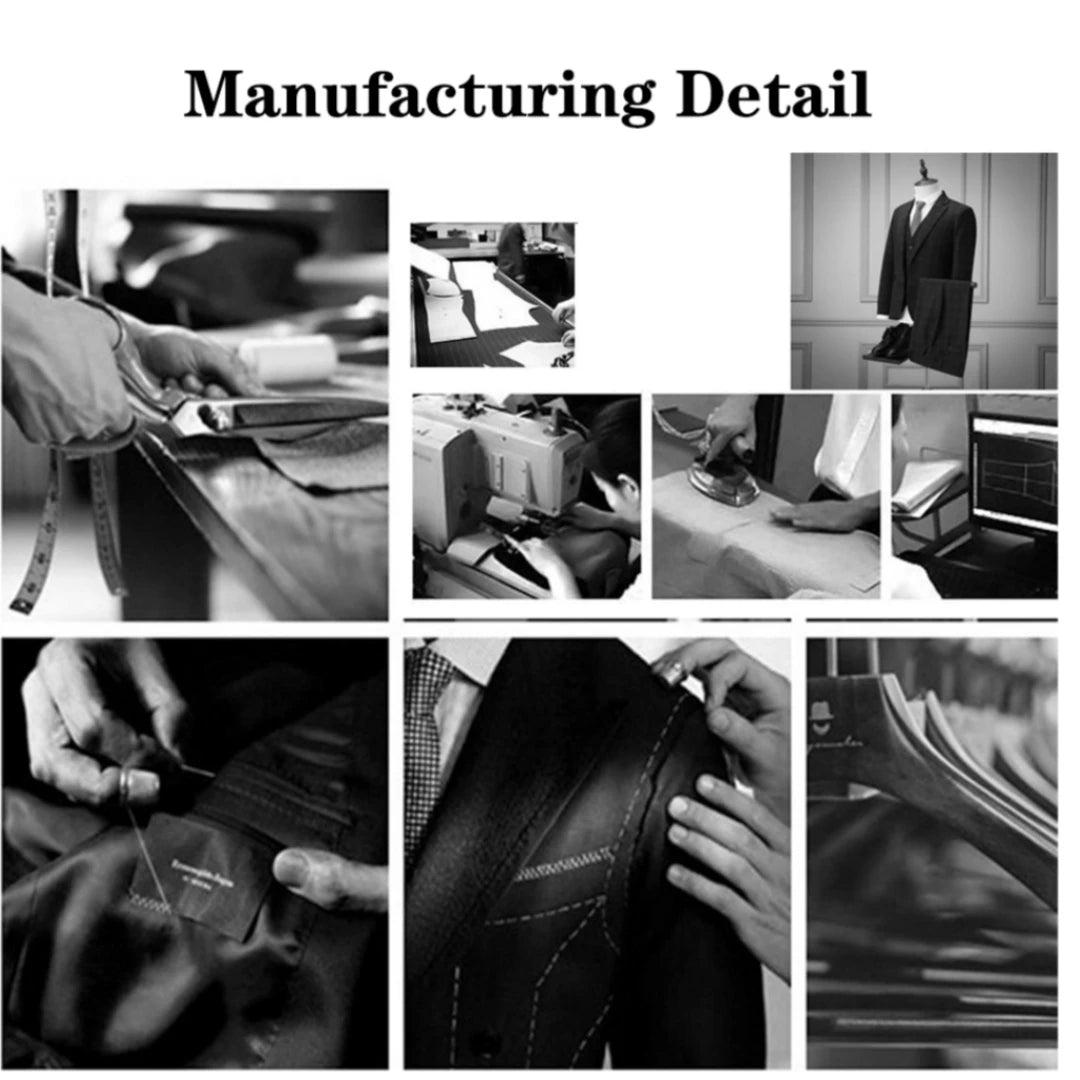 DMDRS | Jacquard Men's 3-piece Suit Set Formal Party Dress Groom's Tuxedo High Quality Elegant Men's Customized Outfit