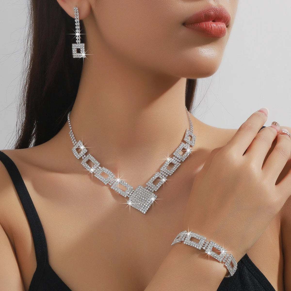 Women's Design Geometric Necklace Earrings Bracelet Ring Jewelry Set Wedding Banquet Party Holiday Gift