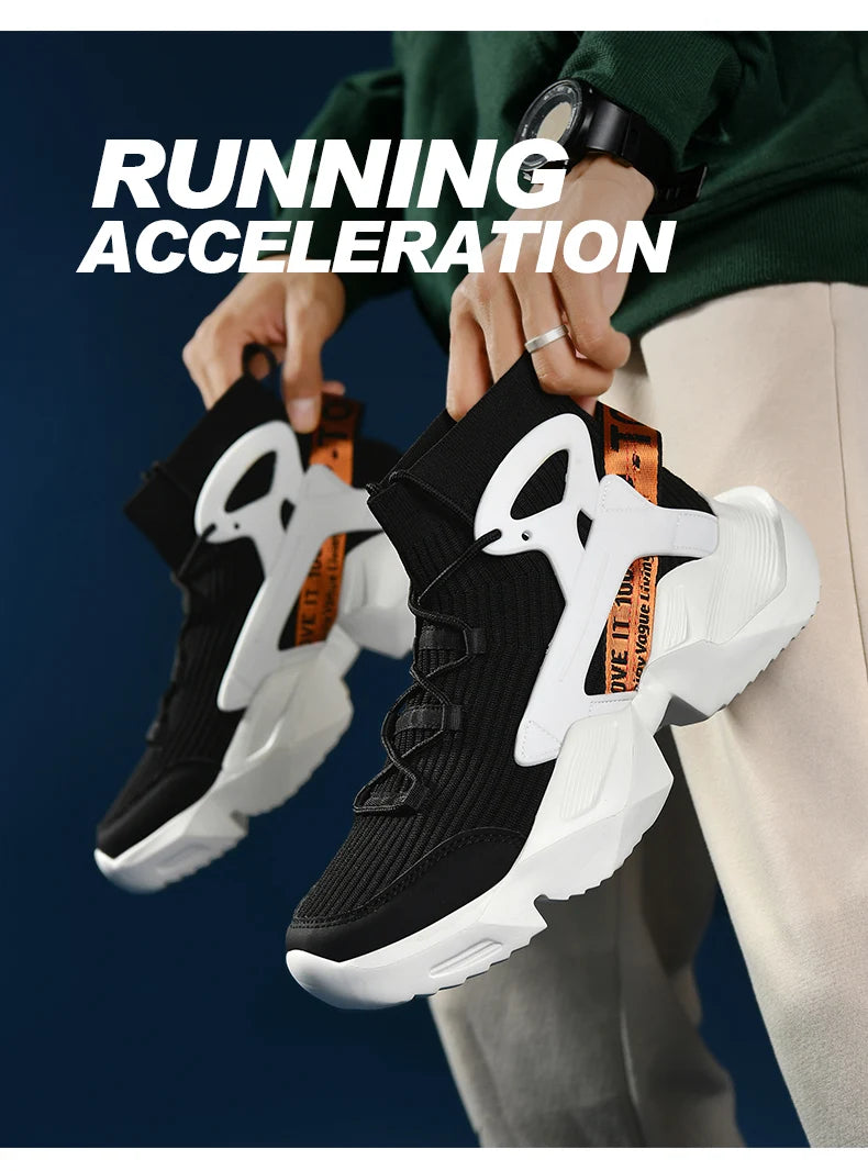 Running Shoes Casual High Top Men Sports Tenis Ankle Boots Breathable Lightweight Men Comfortable Athletic Nonskid Sock Sneakers