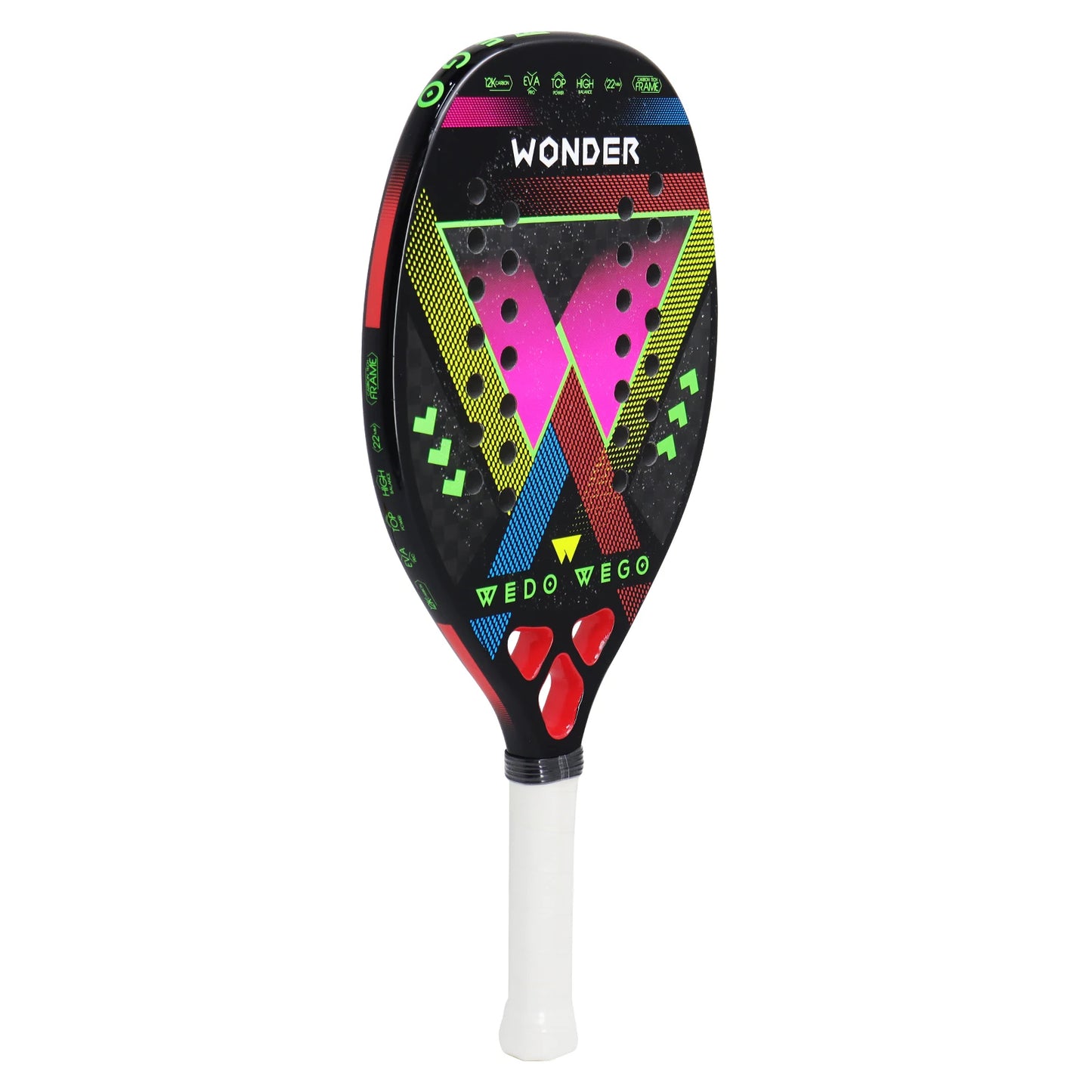 Pro-Grade Beach Tennis Racket - Carbon Fiber Material, Precision Drilled Holes & Frosted Rough Surface
