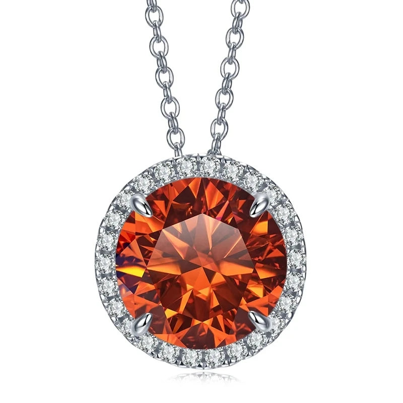JoyceJelly Classic S925 Sterling Silver Necklace With 5CT 11mm Colorful Moissanite Gemstones Wedding Party Luxury Fine Jewerly