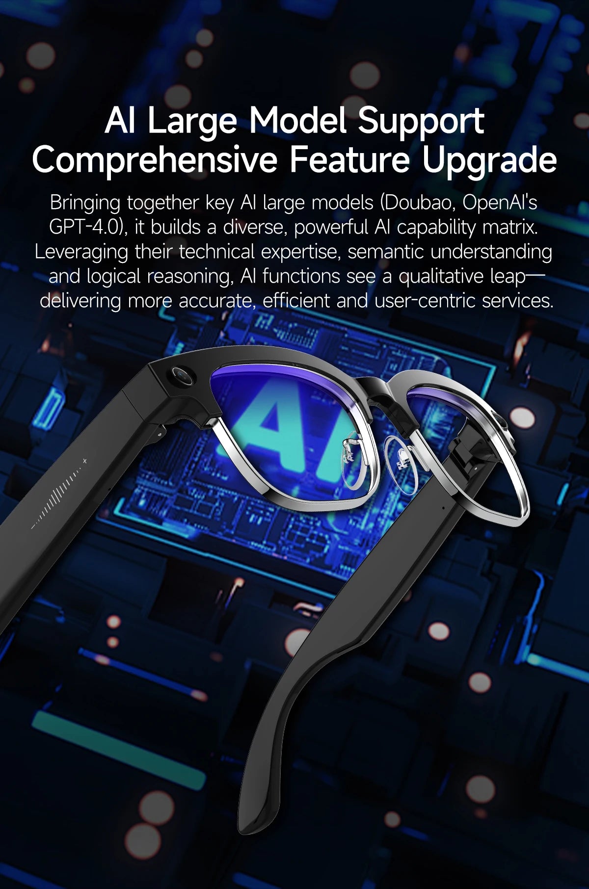 New 1080P Anti-shake Video Recording 800W HD Smart Glasses Men 100+Language Translation WIFI Transmission Call AI Chat Glasses
