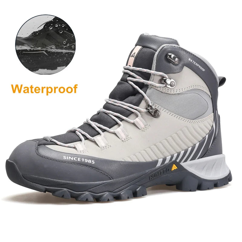HUMTTO Waterproof Womens Hiking Shoes Luxury Designer Boots for Women Outdoor Climbing Trekking Sneakers New Leather Ankle Boots