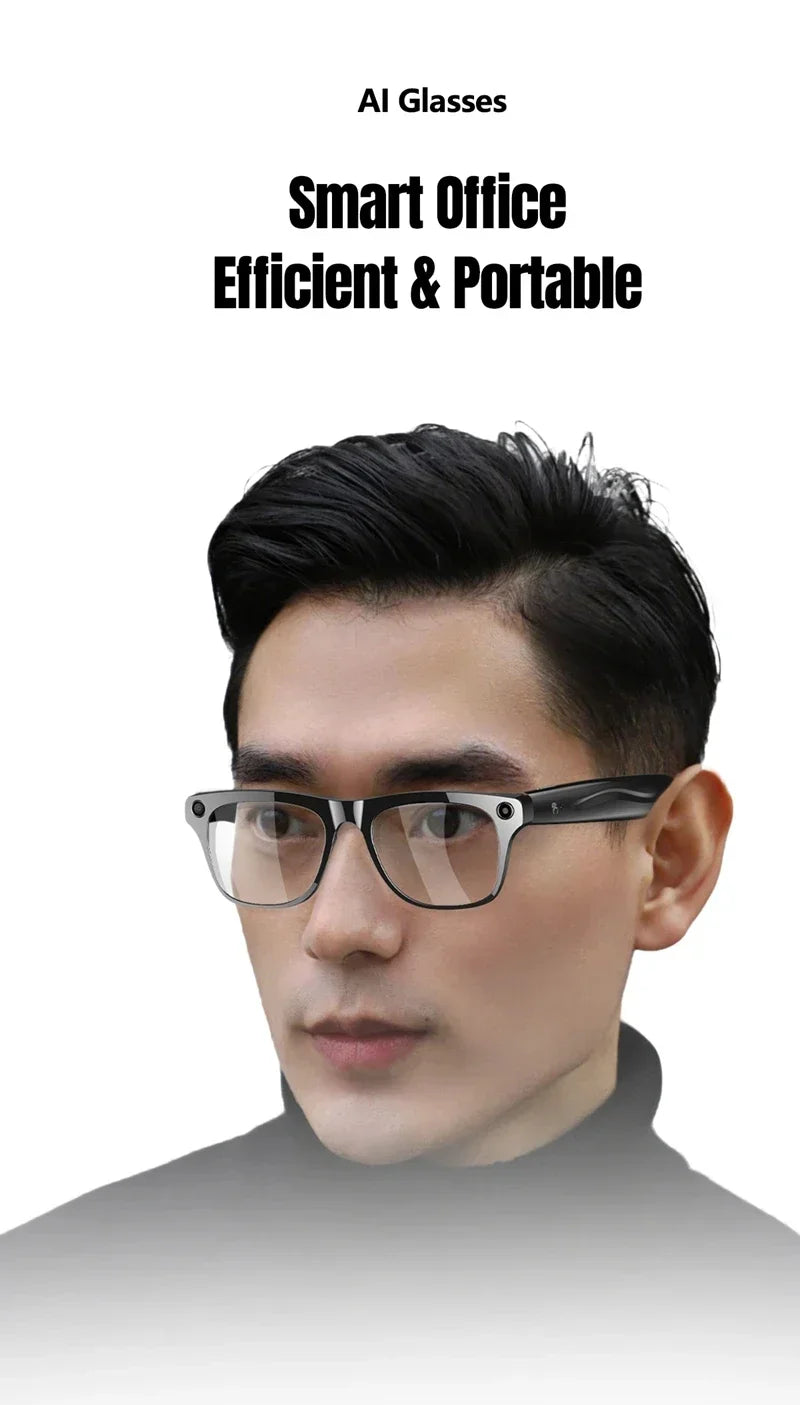 Lenovo AI Smart Glasses 800W Anti Shake HD Camera Video Recording Languages Translation Sunglasses BluetoothMusic Play Man Women