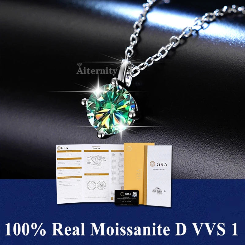 Silver 925 4 prong Moissanite Pendant Necklace For Women Trendy Design D Color VVS Pass Diamond Test Jewelry with box GRA