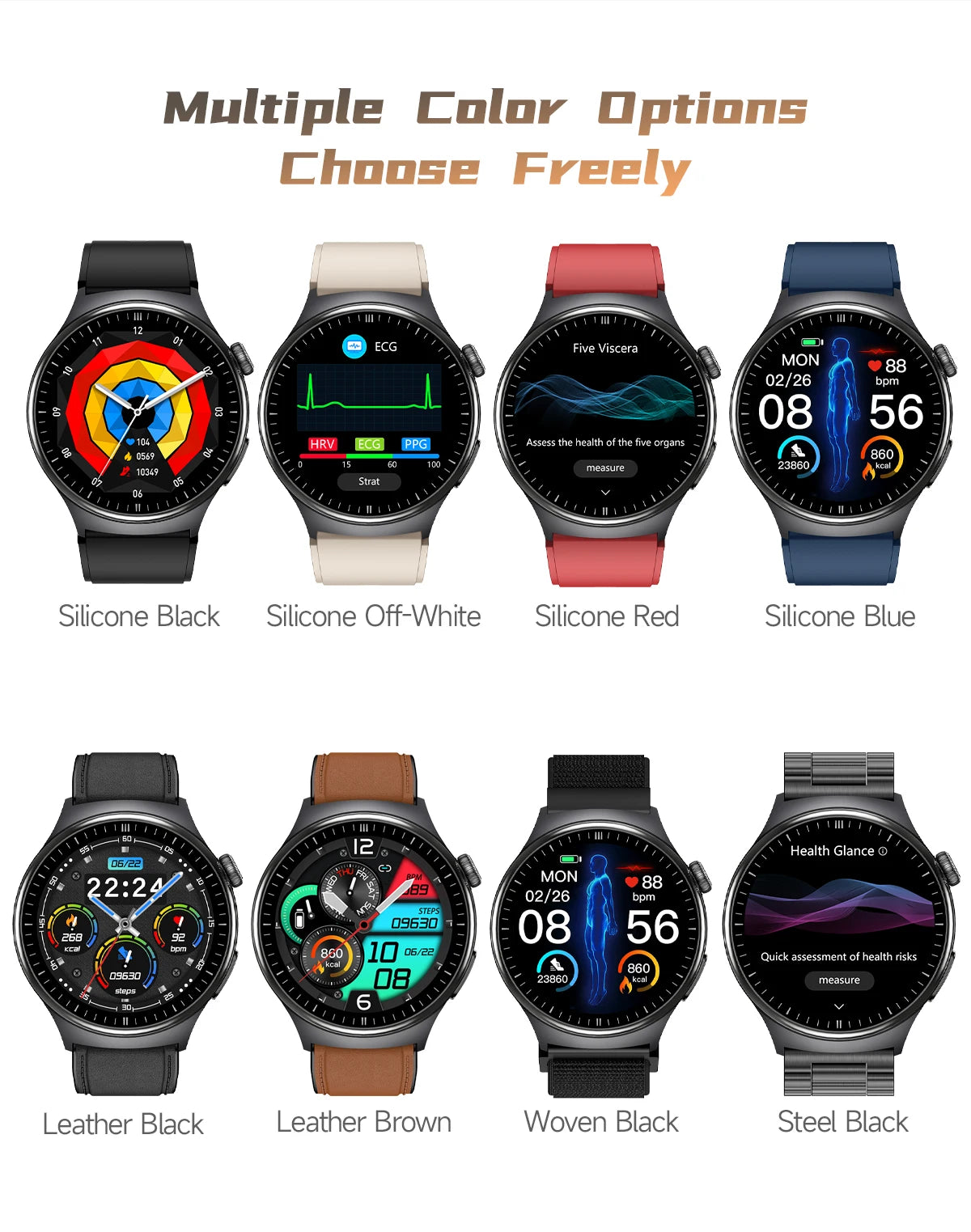 Nursing Grade Health Smartwatches For Men Women Precision Detection Heart Rate Blood Fats Uric Acid Blood Pressure ECG Smart Wat
