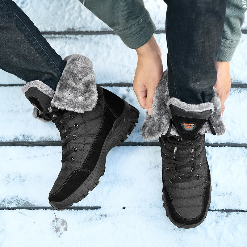 Men Shoes Snow Boots Men  Plus Velvet Warm Trend  High Top Winter 2023 New Outdoor Mountaineering Padded Mens Hiking Boots