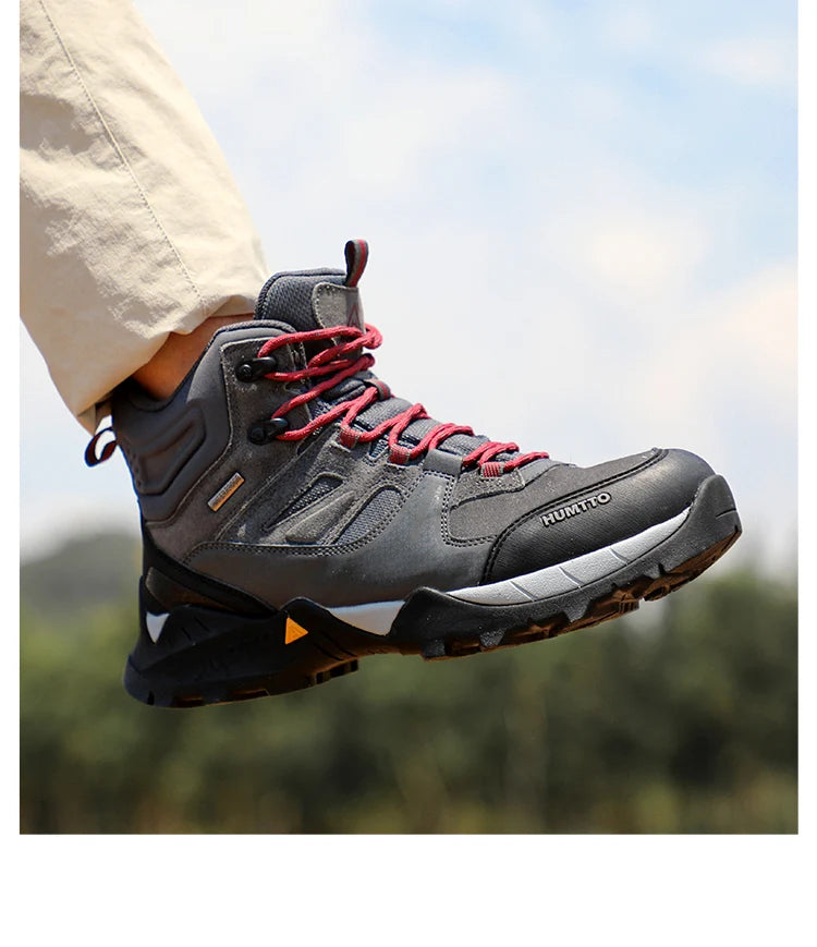 HUMTTO Waterproof Womens Hiking Shoes Luxury Designer Boots for Women Outdoor Climbing Trekking Sneakers New Leather Ankle Boots