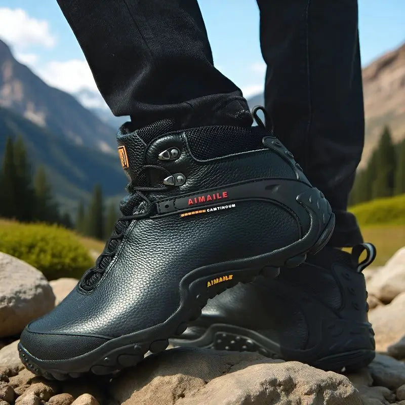 Cow Leather Winter Men Hiking Boots For Women Outdoor Waterproof Treeking Snow Shoes Climbing Mountain Hunting Walking Sneakers