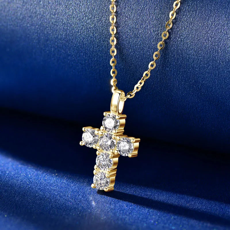 Ehhai GRA Certified 3.5mm Round Moissanite Cross Pendant Necklace for Women Real S925 Sterling Silver Wedding Fine Jewelry Gifts