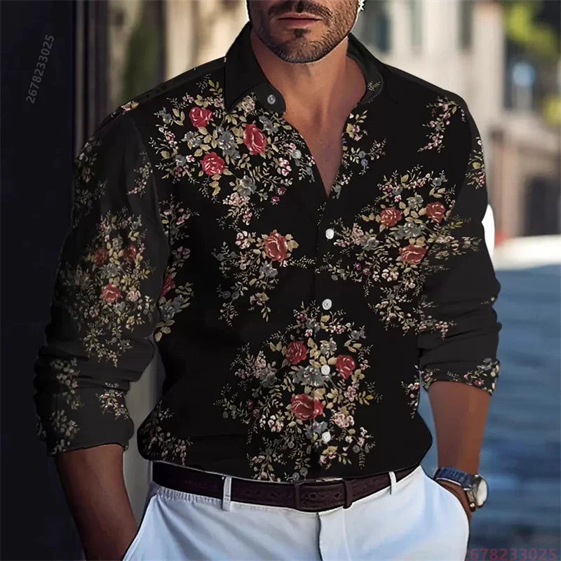 2026 New Colorful Sequin Print Long-Sleeve Shirt for Men, Trendy and Unique Colorful Casual Collared Cardigan Party Top