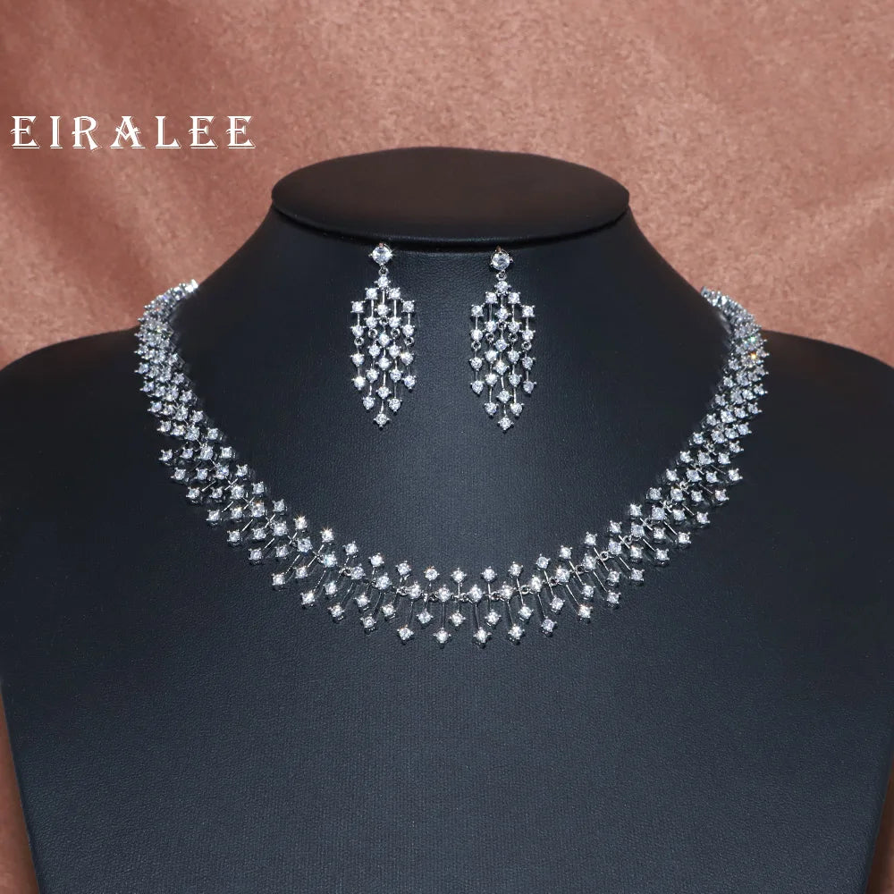 EIRALEE Fashion CZ Bride Indian Jewelry Set for Women Water Drop Wedding Design Choker Necklace Girlfriend birthday