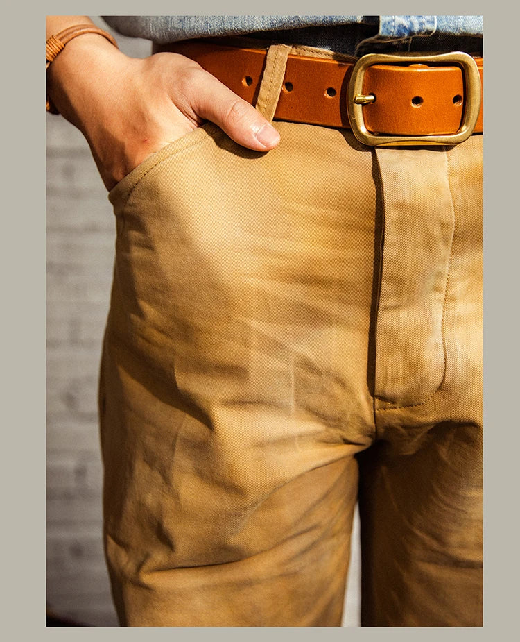 Red Tornado Chino Pants Retro Style Men's Cinch Back Casual Trousers Straight Fit