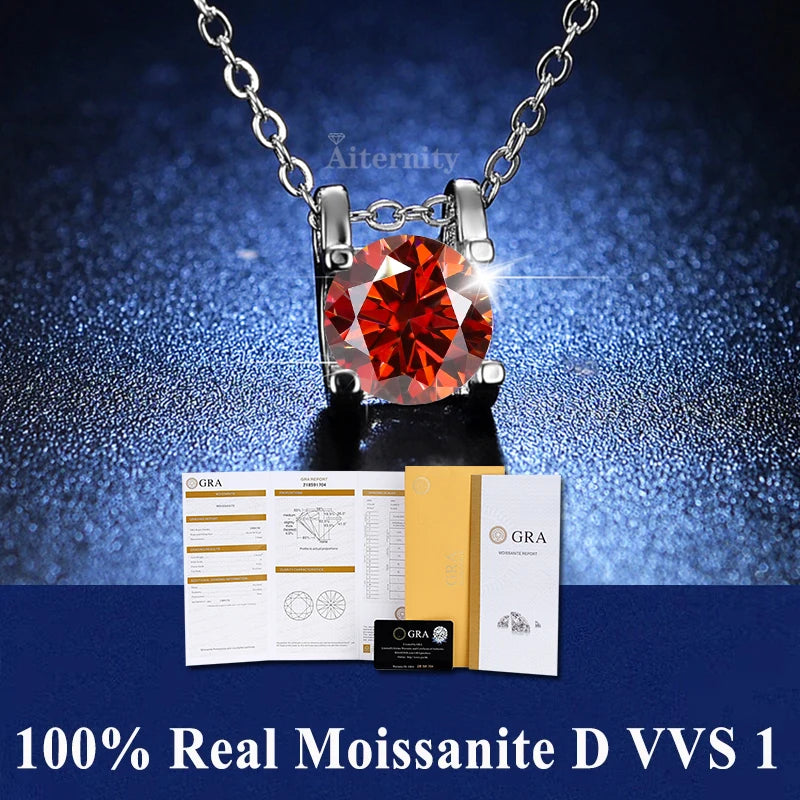 Silver 925 4 prong Moissanite Pendant Necklace For Women Trendy Design D Color VVS Pass Diamond Test Jewelry with box GRA