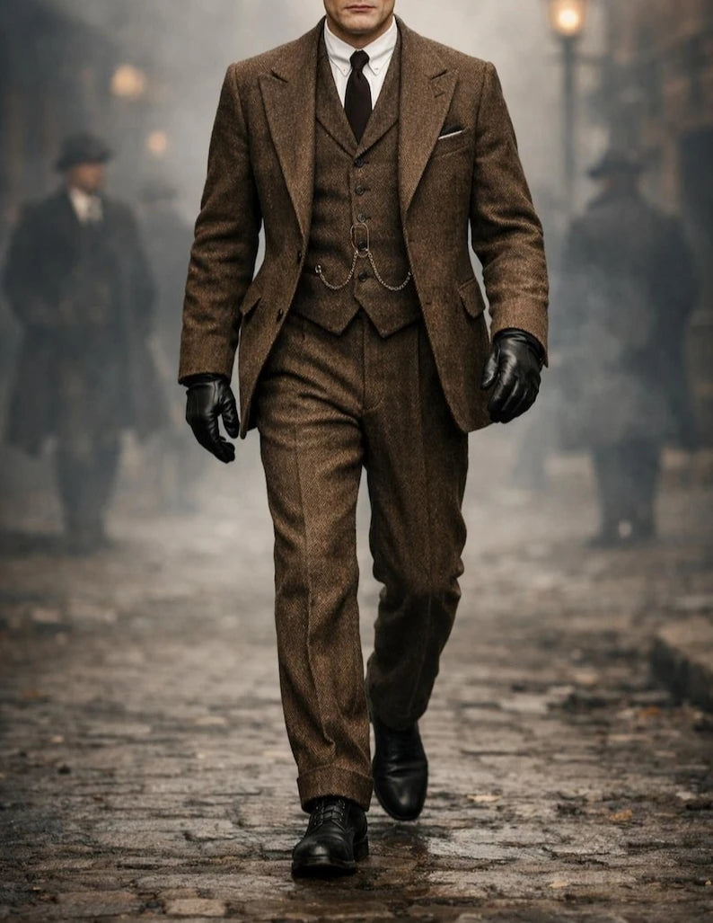 Men's Vintage Brown Tweed 3 Piece Winters Suit  Retro Suit  Custom Tailored Suit