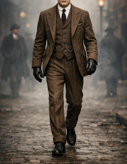 Men's Vintage Brown Tweed 3 Piece Winters Suit  Retro Suit  Custom Tailored Suit