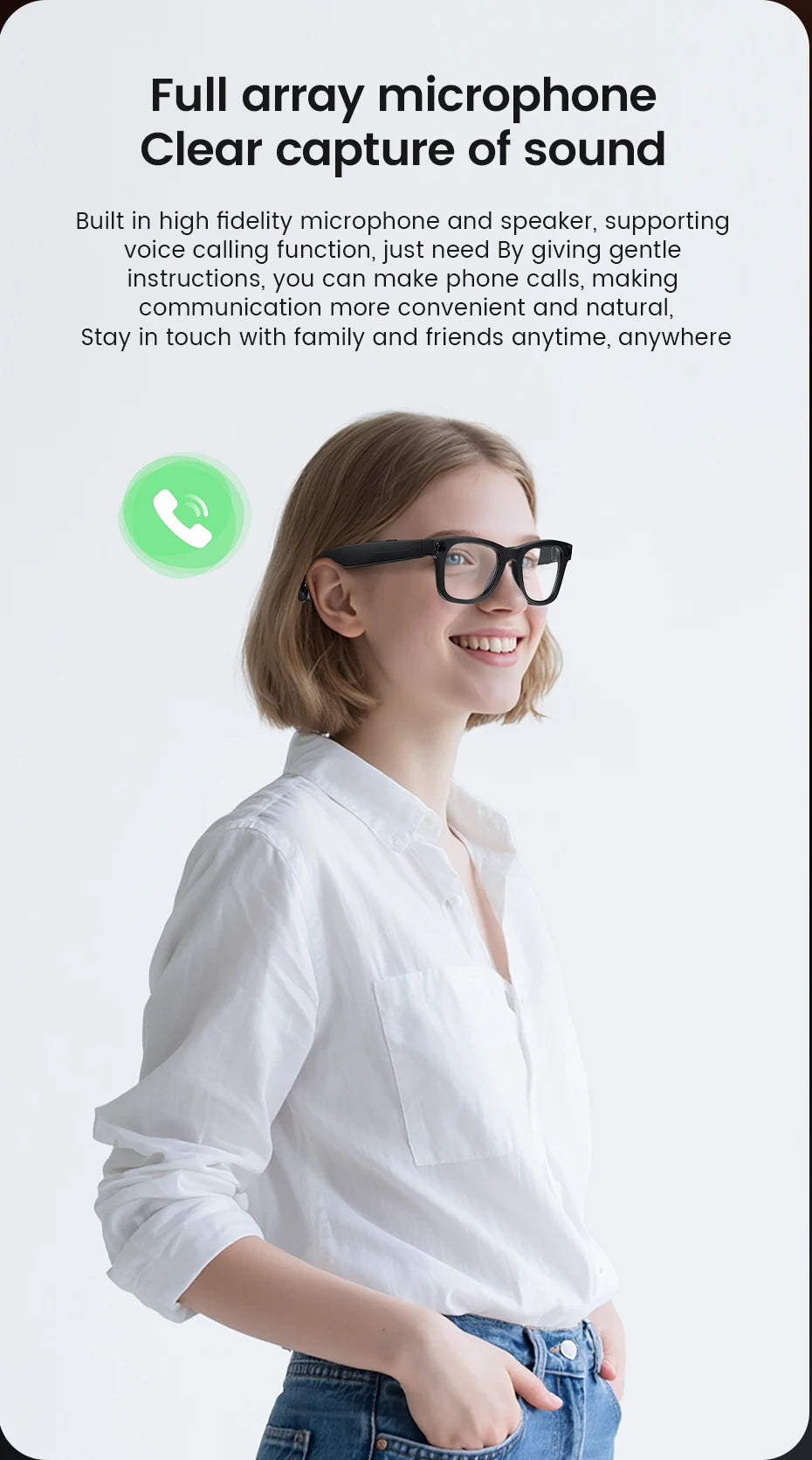 AI Smart Glasses 800W HD Camera 32 Million Interpolation Real-Time Translation AI Voice Assistant LED Flashlight  Music