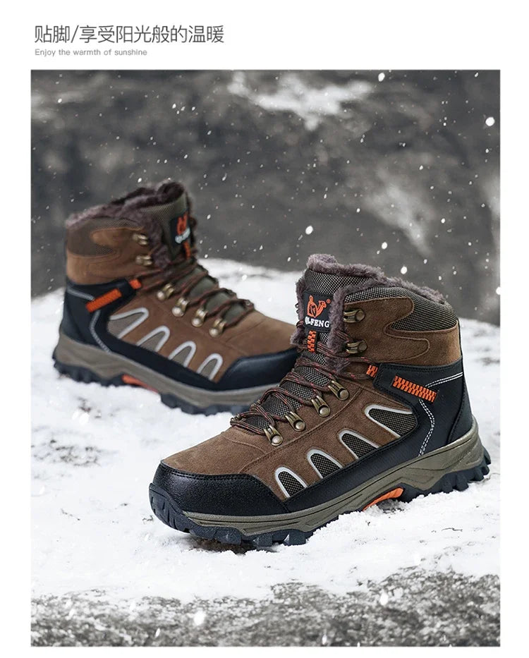 Large 49 Outdoor Ankle Boots Men Non Slip Fashion Lace Up Climbing Leather Winter Hiking Footwear High Top Leisure Hiking Shoes