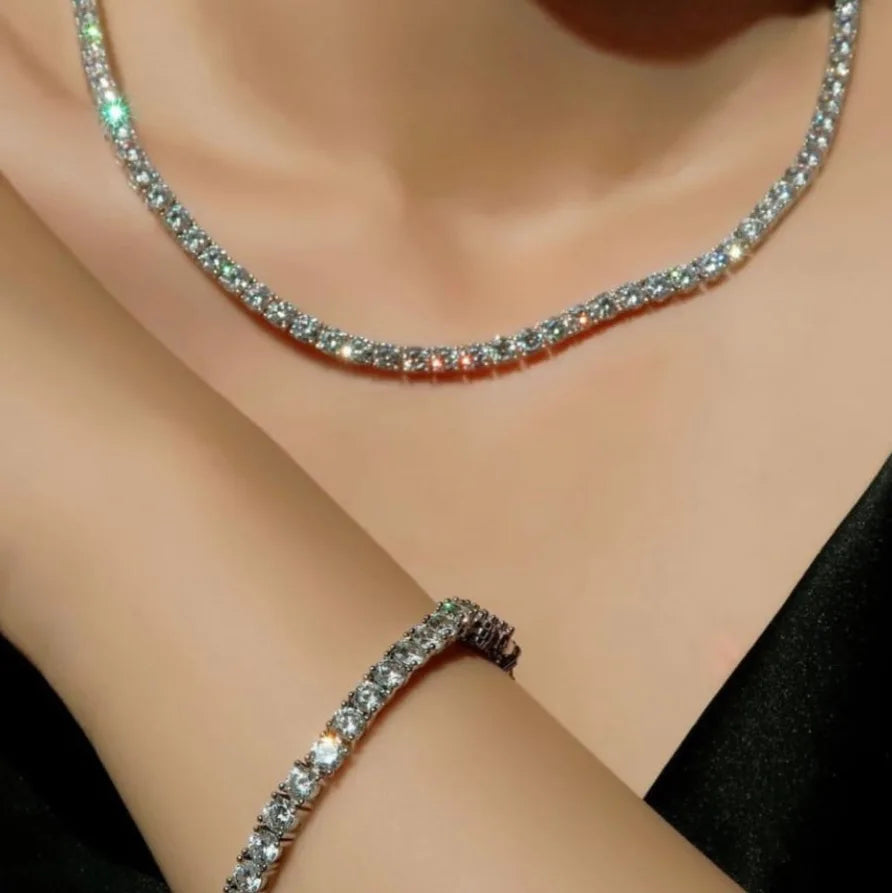 Nice Certified Moissanite Tennis Necklace 3/4/5/6mm Solid 925 Sterling Silver Diamond Tennis Necklaces for Women Man